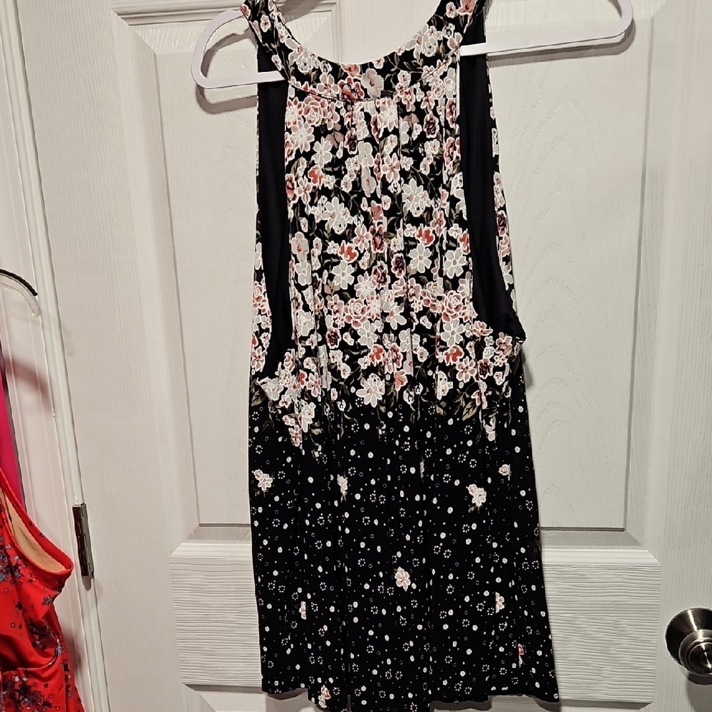 Siren Lily Navy and Coral Floral Dress